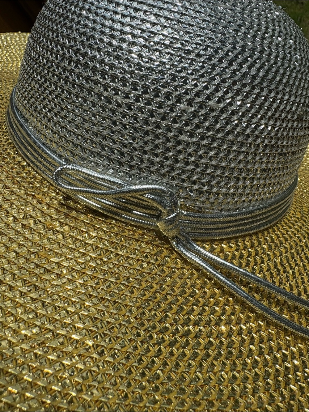 Rare Vintage Sonni Gold Silver Sequin Hat 👒 with Silver Bow WOW! - Picture 9 of 10